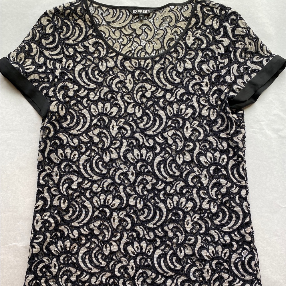 Express Black and White Lace Shirt 🤍🖤